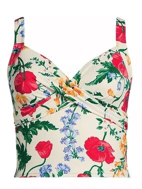 Women's Plus Size Sweetheart Wrap Midkini Top Egret Poppy Floral Size 22W